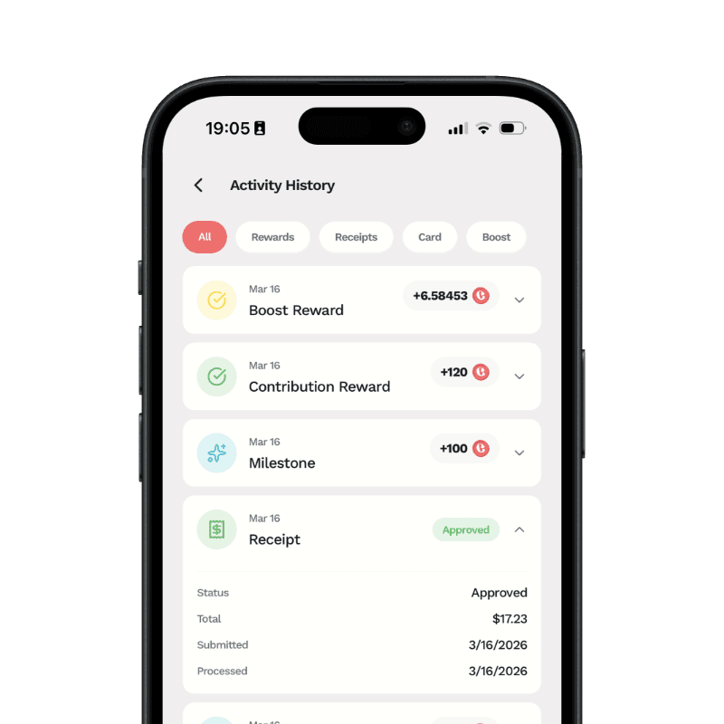 Crush Rewards app wallet screen